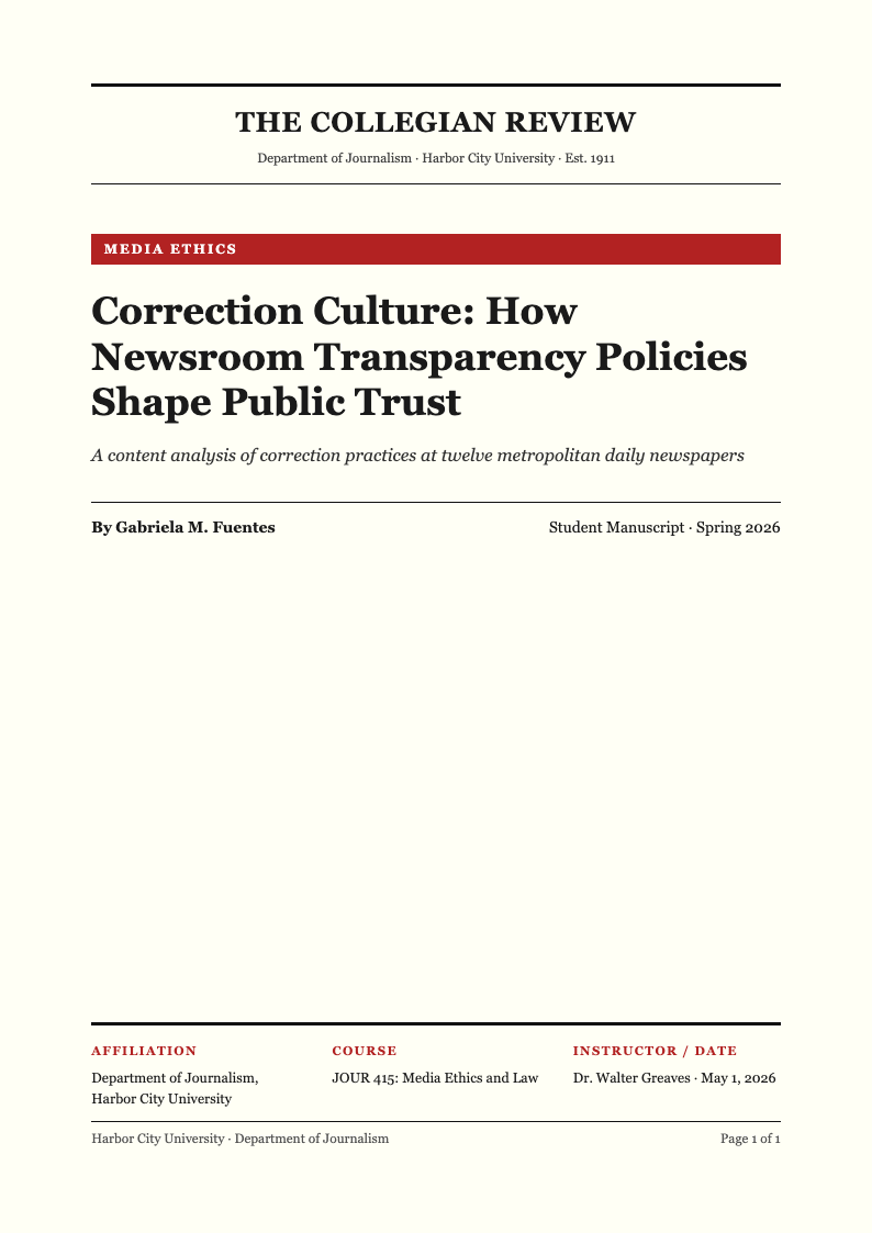 New york editorial apa title page